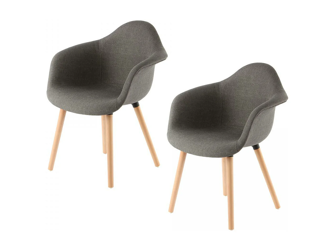 Fauteuil semi artisanal LOT DE 2 ABI 64x62x80,5 gris foncé