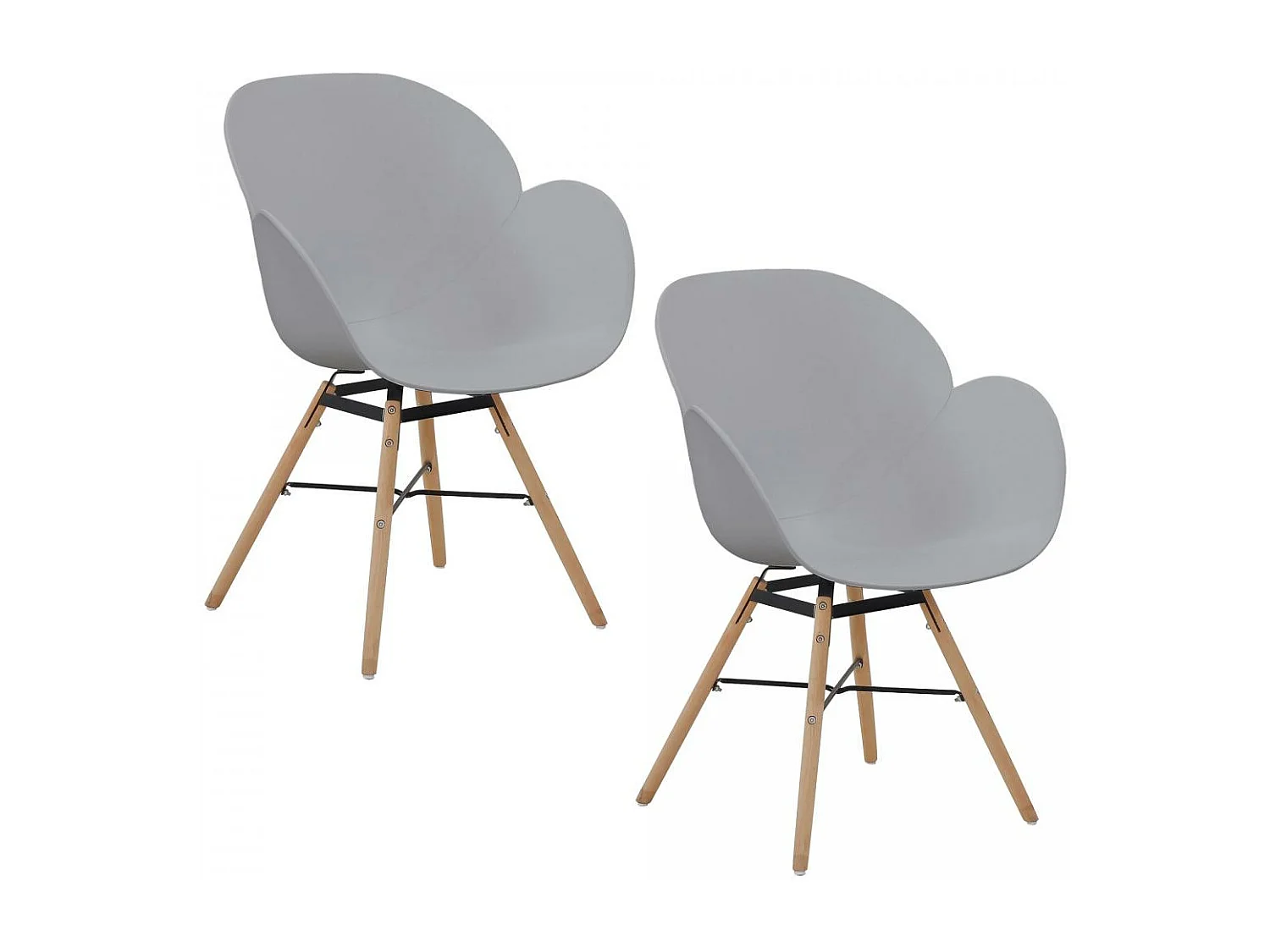 Fauteuil semi artisanal LOT DE 2 ADA 57,5x59x83,5 gris