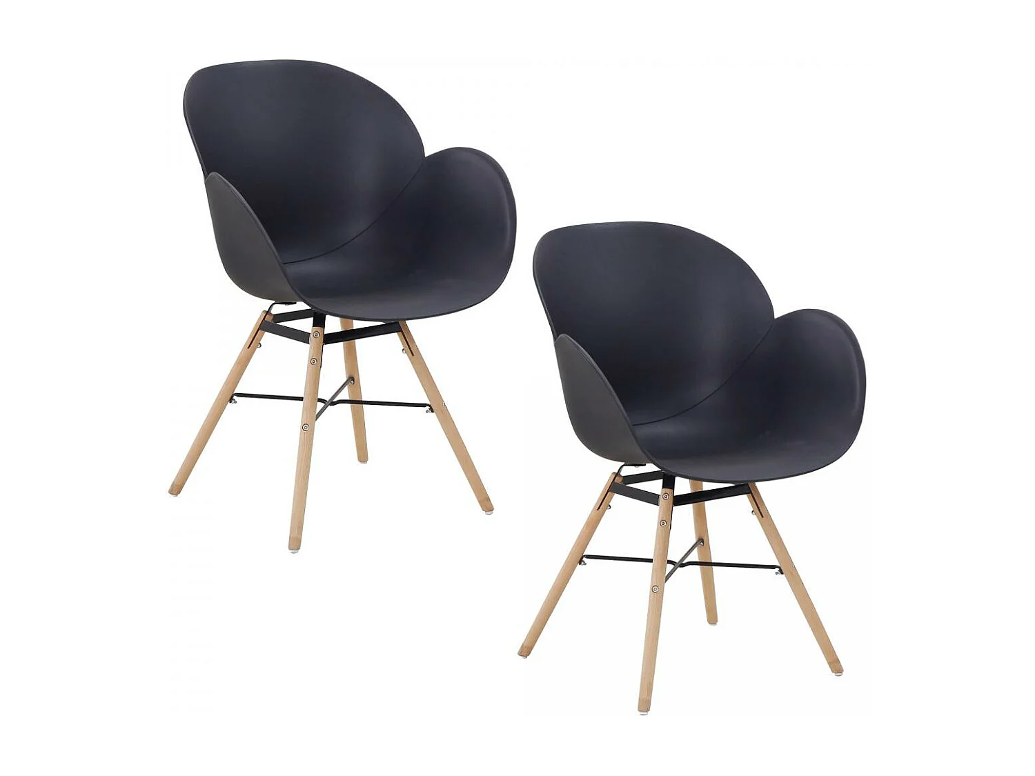 Fauteuil semi artisanal LOT DE 2 ADA 57,5x59x83,5 noir