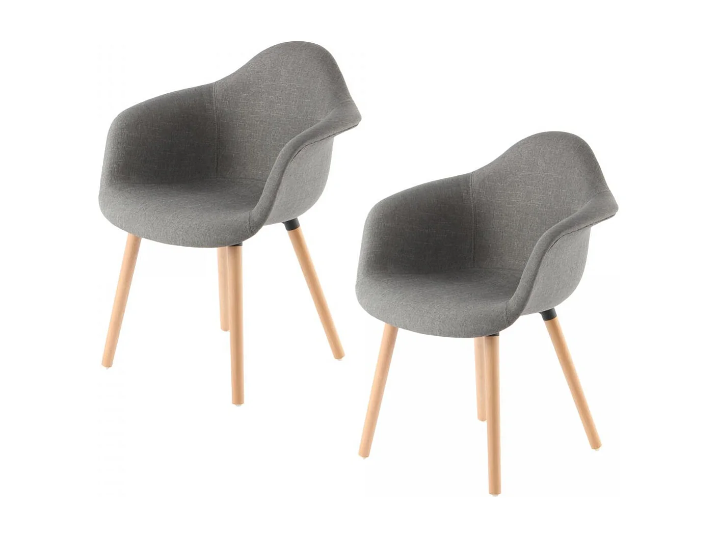 Fauteuil semi artisanal LOT DE 2 ABI 64x62x80,5 gris