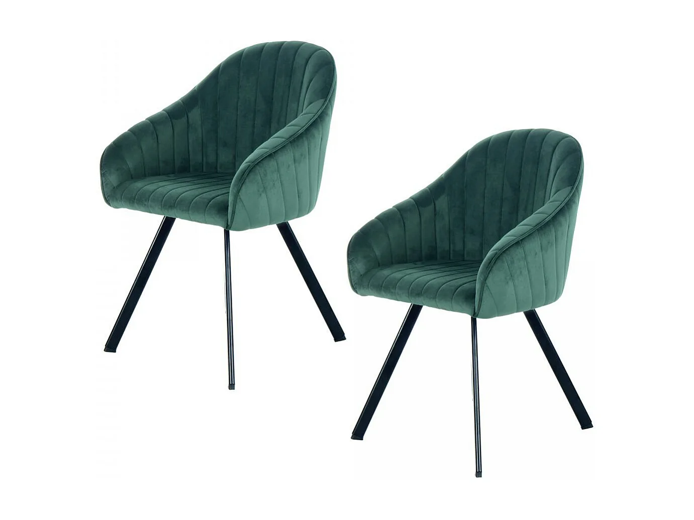 Fauteuil semi artisanal LOT DE 2 ANE 59x56x86 vert foncé