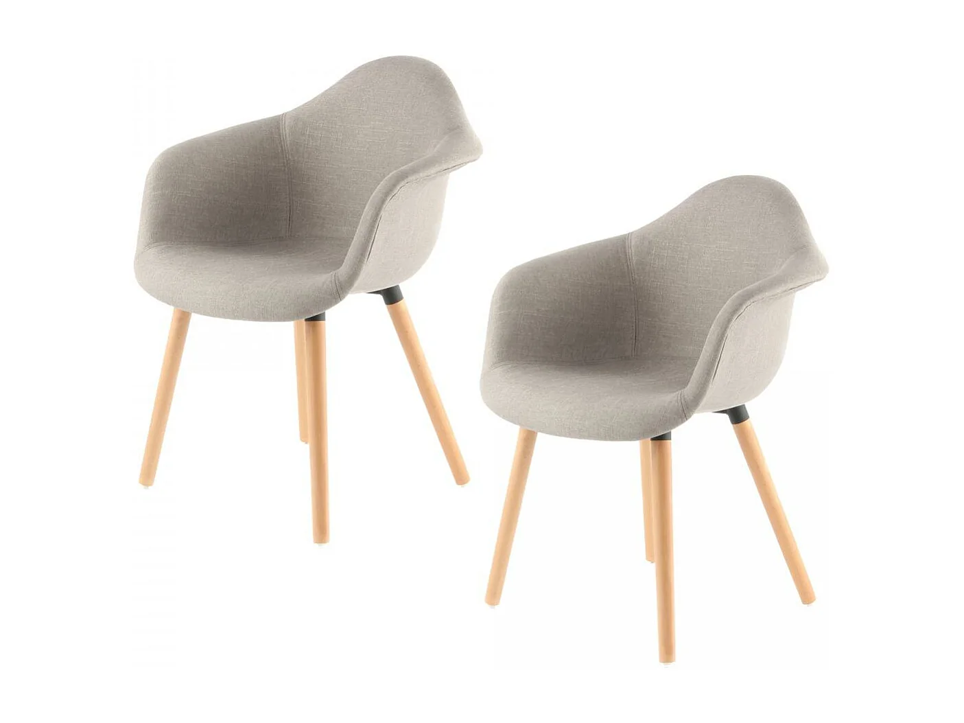 Fauteuil semi artisanal LOT DE 2 ABI 64x62x80,5 beige