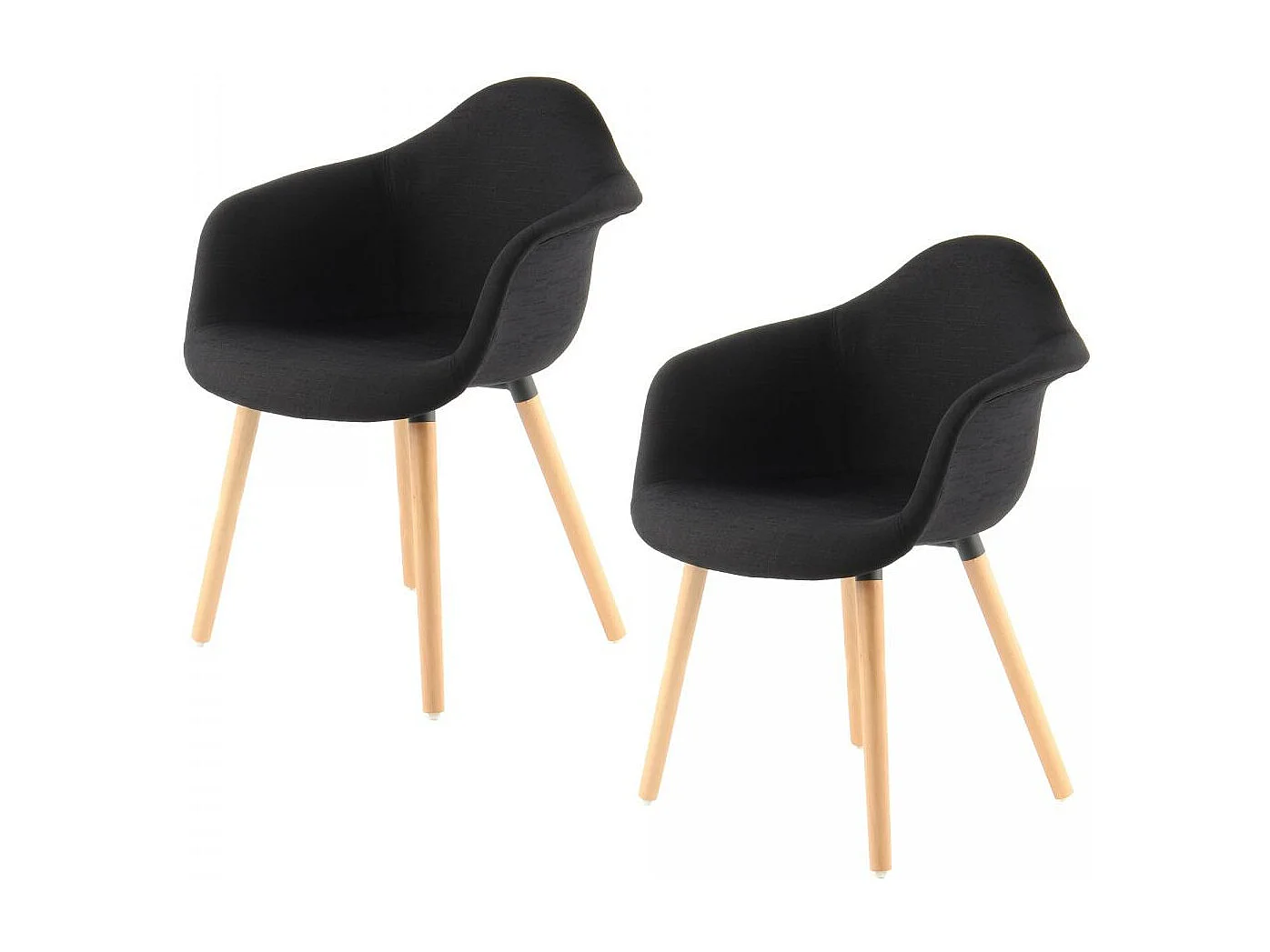 Fauteuil semi artisanal LOT DE 2 ABI 64x62x80,5 noir