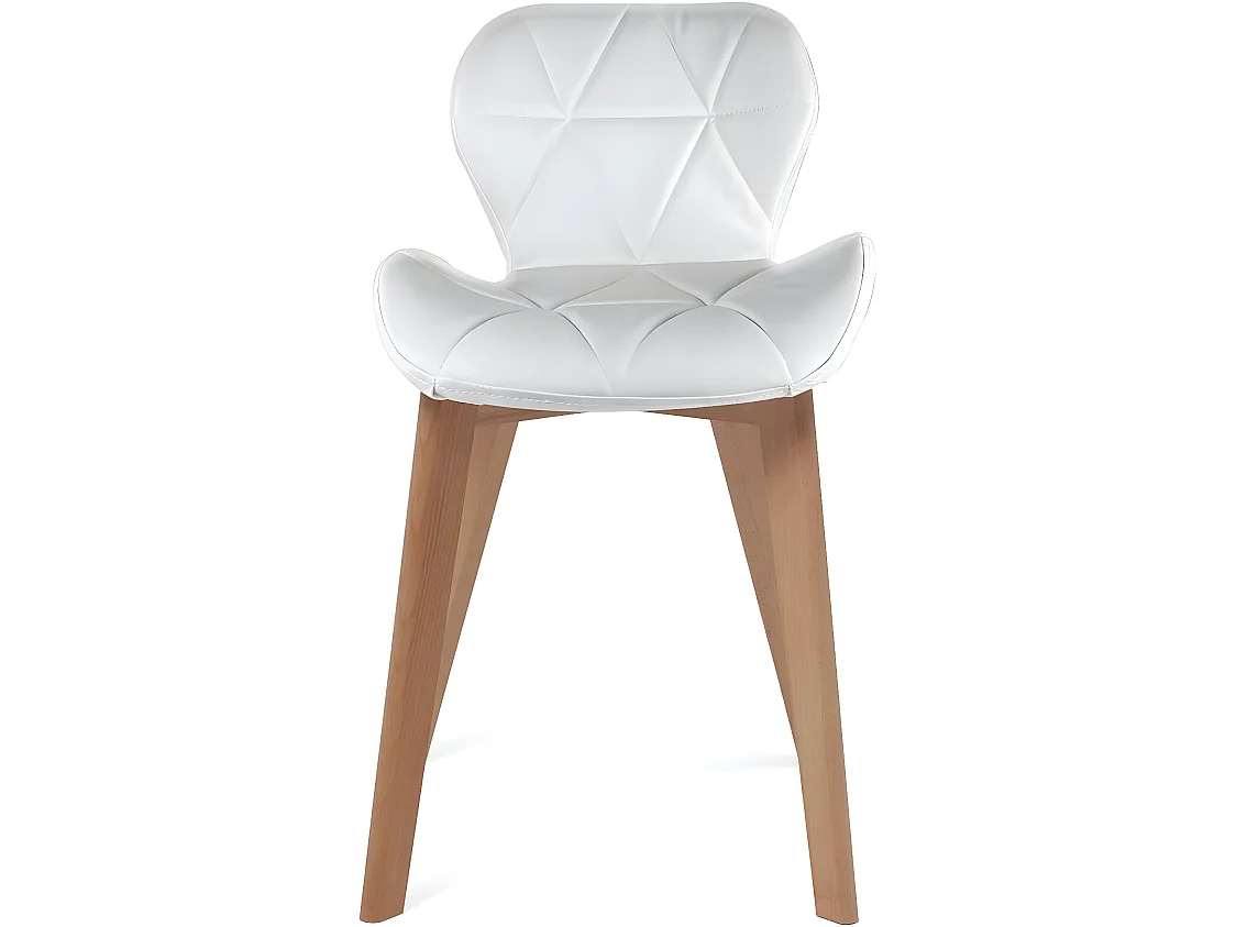 Lot 2 chaises scandinaves simili cuir matelassé rembourré pieds bois clair FATI (blanc)