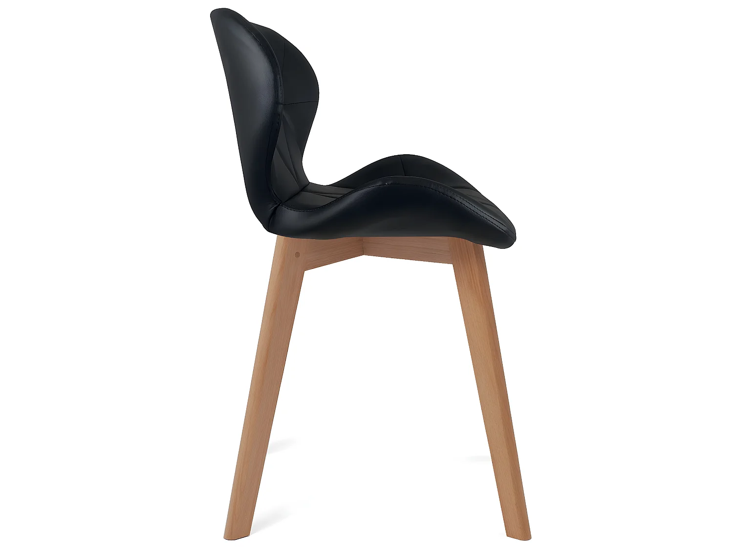 Lot 2 chaises scandinaves simili cuir matelassé rembourré pieds bois clair FATI (noir)