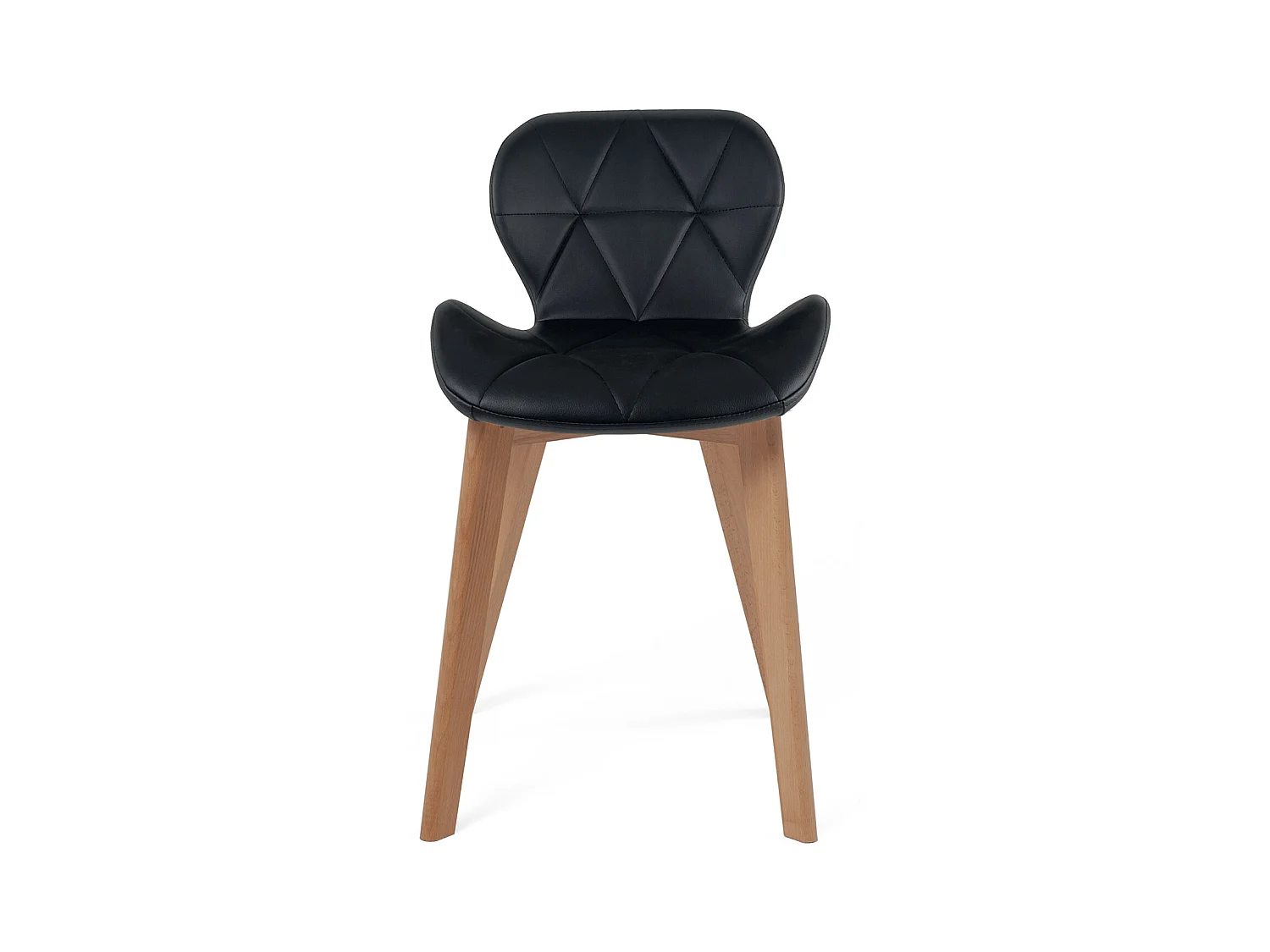 Lot 4 chaises scandinaves simili cuir matelassé rembourré pieds bois clair FATI (noir)