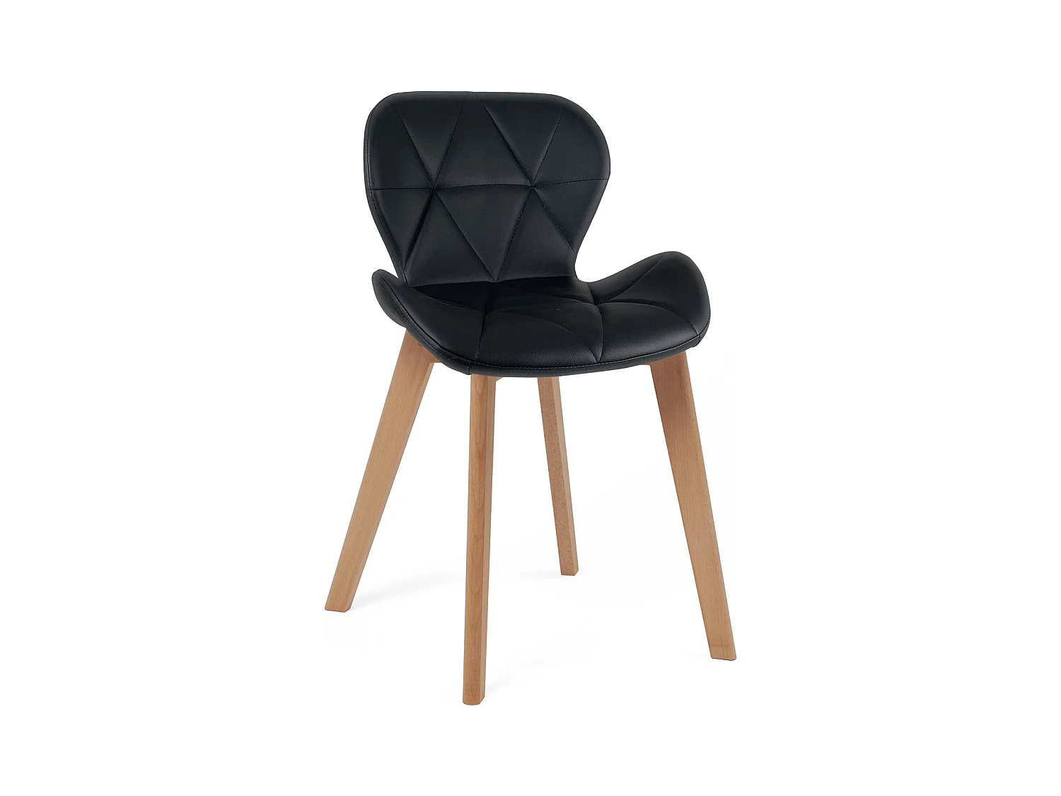Lot 4 chaises scandinaves simili cuir matelassé rembourré pieds bois clair FATI (noir)