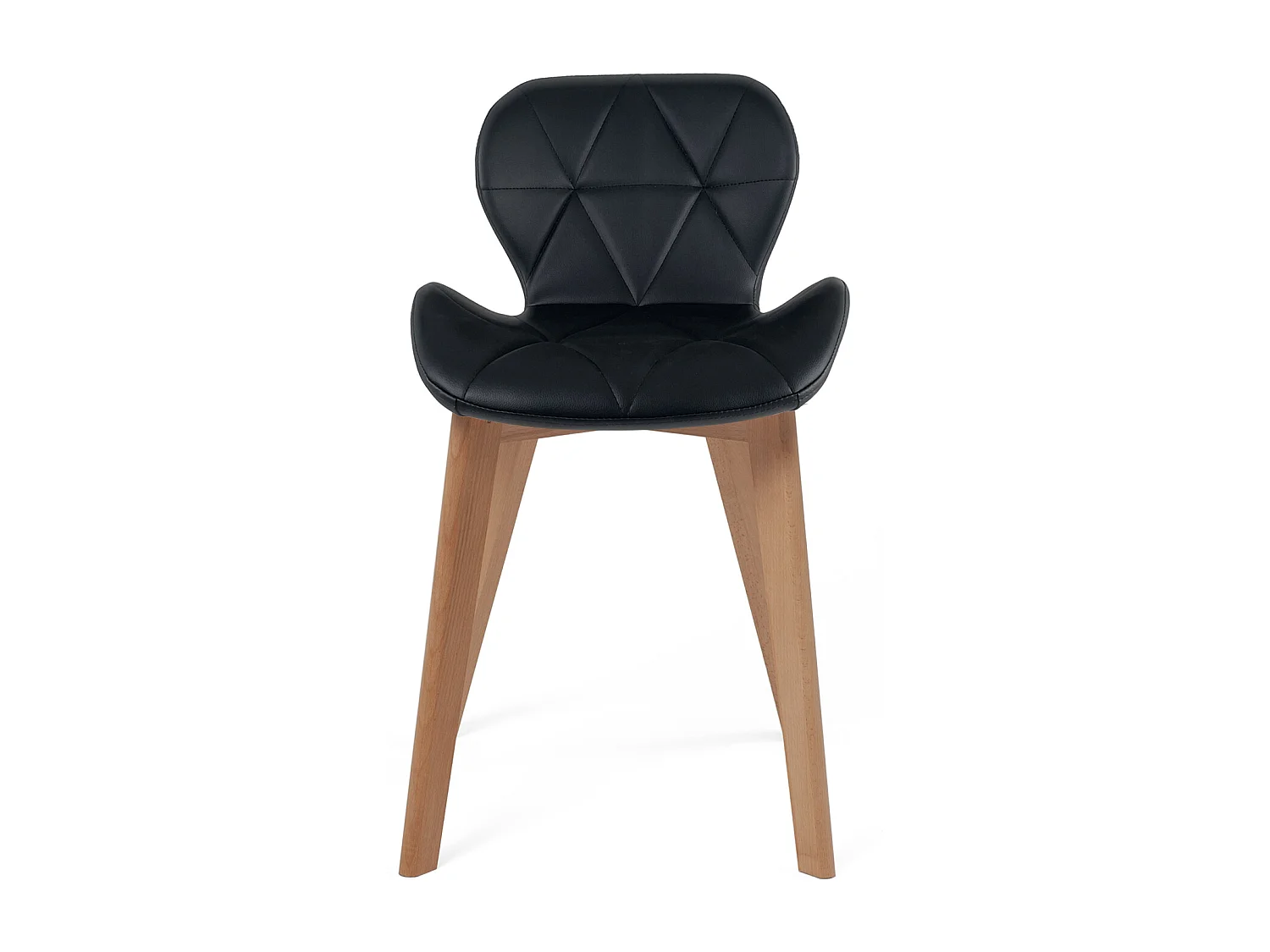 Lot 4 chaises scandinaves simili cuir matelassé rembourré pieds bois clair FATI (noir)