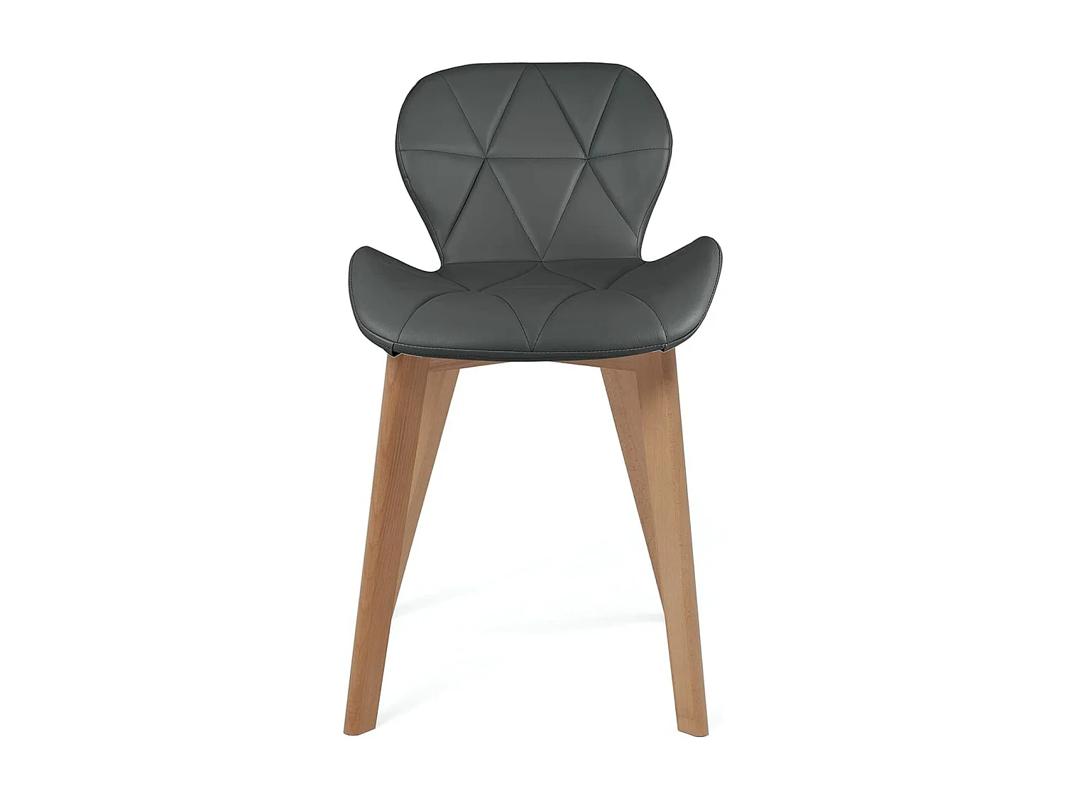 Set van 4 Scandinavische stoelen simili leder gequilt gevoerd lichte houten poten FATI (grijs)