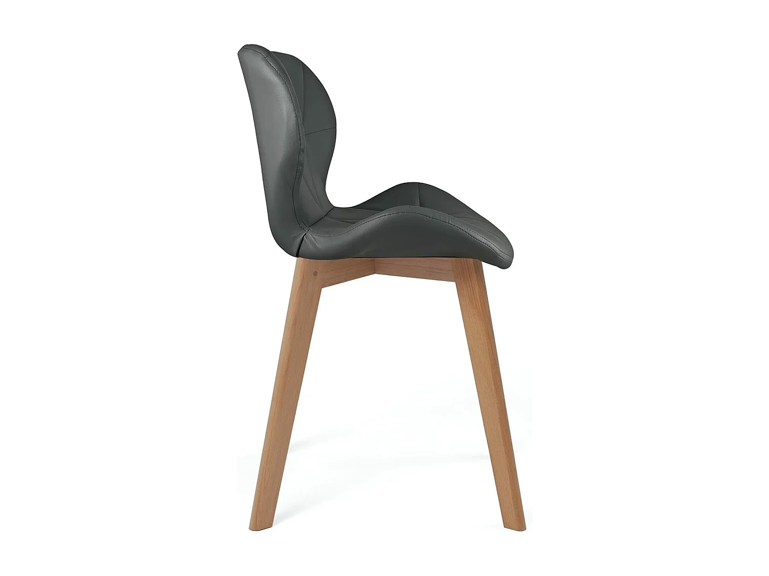 Set van 4 Scandinavische stoelen simili leder gequilt gevoerd lichte houten poten FATI (grijs)