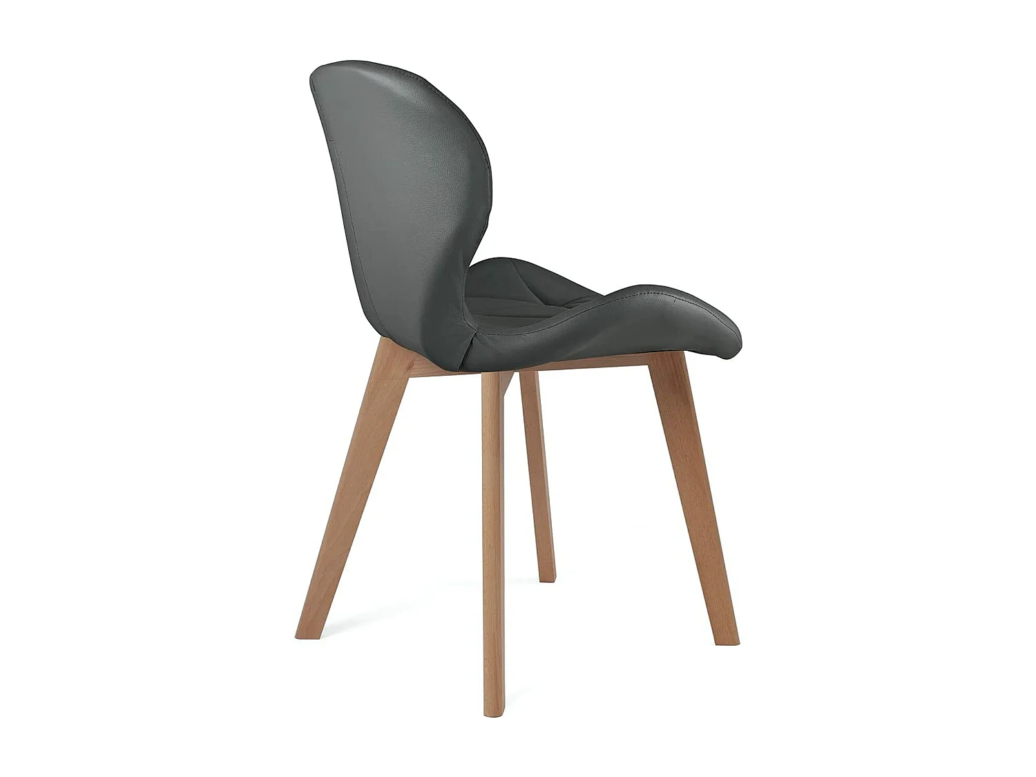 Set van 4 Scandinavische stoelen simili leder gequilt gevoerd lichte houten poten FATI (grijs)