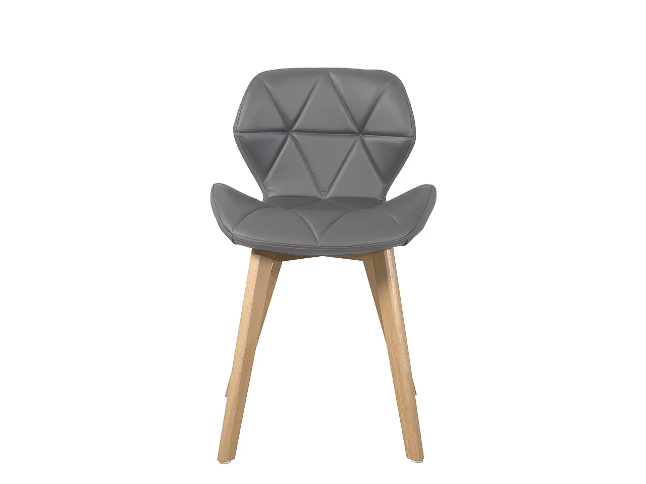 Lot 4 chaises scandinaves simili cuir matelassé rembourré pieds bois clair FATI (gris)