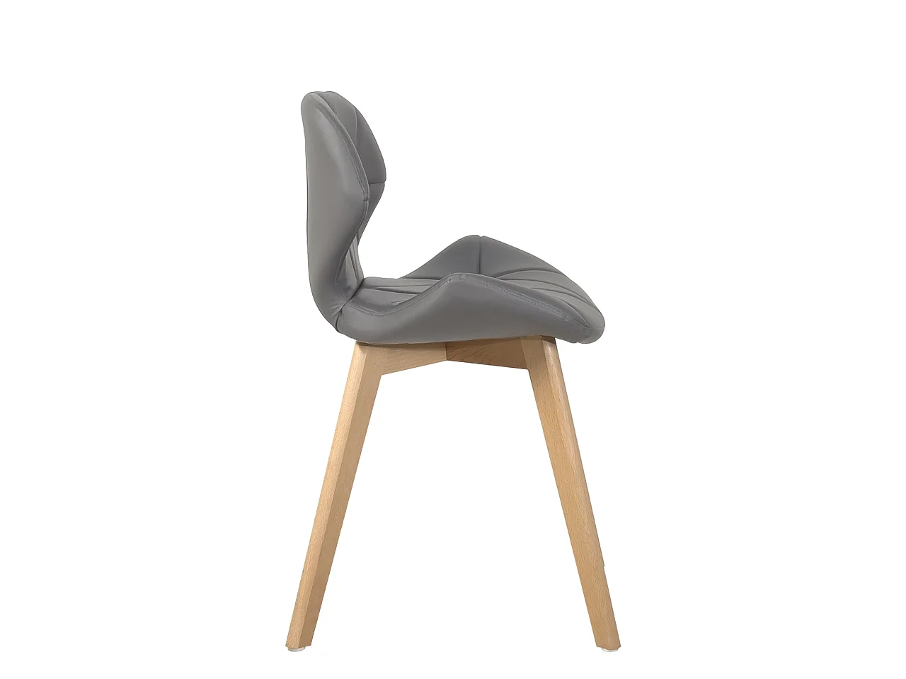 Lot 4 chaises scandinaves simili cuir matelassé rembourré pieds bois clair FATI (gris)
