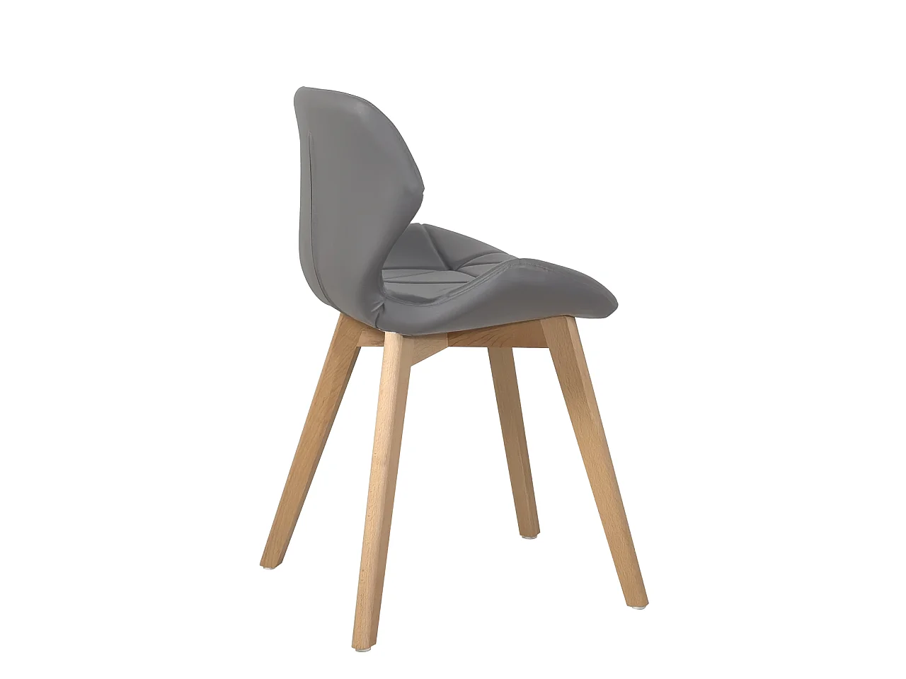 Lot 4 chaises scandinaves simili cuir matelassé rembourré pieds bois clair FATI (gris)
