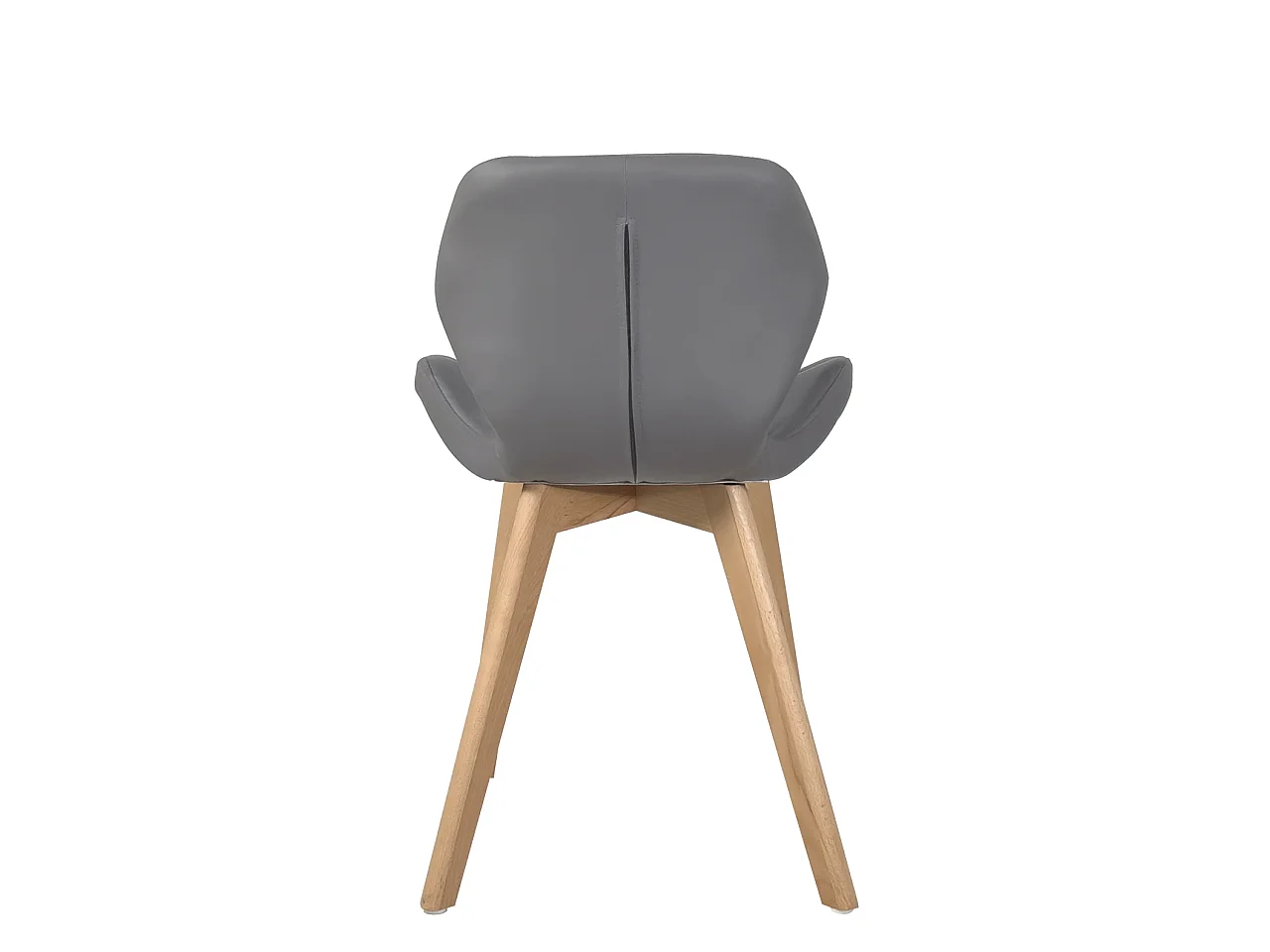 Lot 4 chaises scandinaves simili cuir matelassé rembourré pieds bois clair FATI (gris)