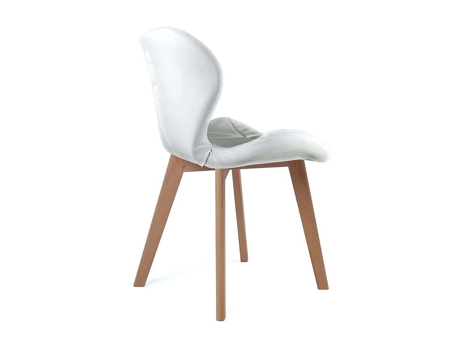 Juego de 4 sillas escandinavas para comedor o sala de estar, asiento de cuero sintético acolchado, patas de madera de haya clara FATI (blanco)