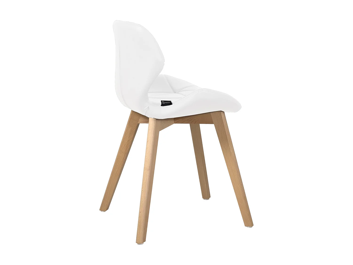 Juego de 4 sillas escandinavas para comedor o sala de estar, asiento de cuero sintético acolchado, patas de madera de haya clara FATI (blanco)