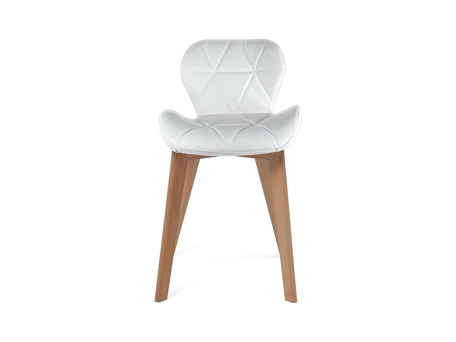 Lot 4 chaises scandinaves simili cuir matelassé rembourré pieds bois clair FATI (blanc)