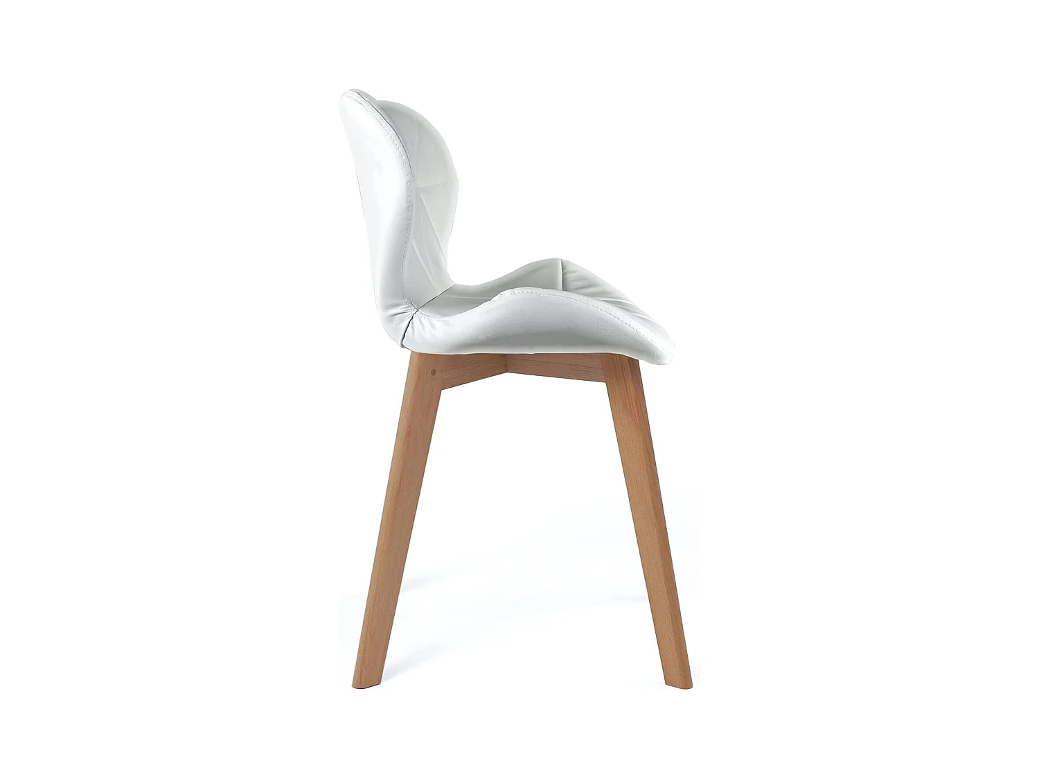Lot 4 chaises scandinaves simili cuir matelassé rembourré pieds bois clair FATI (blanc)