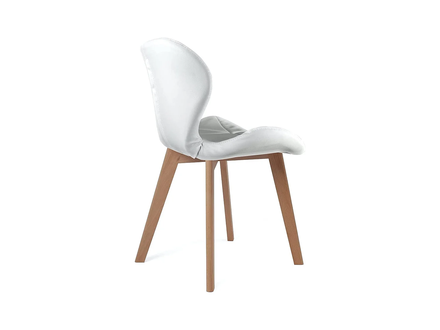 Lot 4 chaises scandinaves simili cuir matelassé rembourré pieds bois clair FATI (blanc)