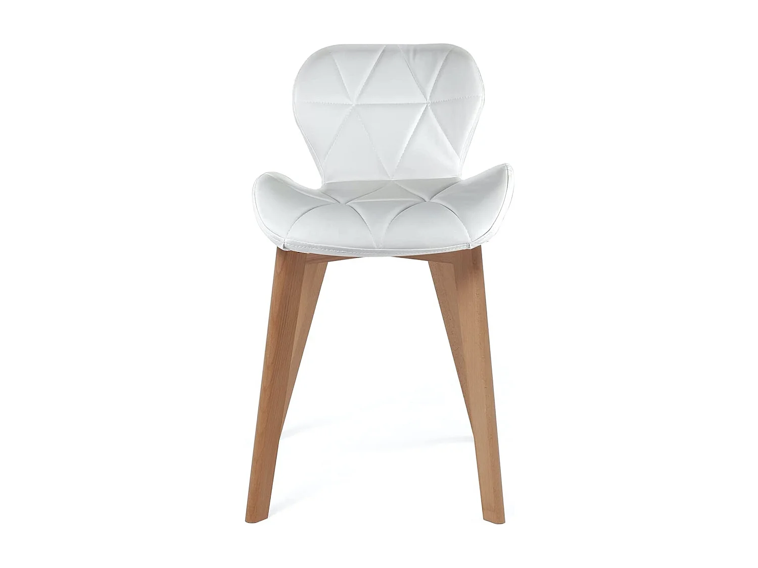 Lot 4 chaises scandinaves simili cuir matelassé rembourré pieds bois clair FATI (blanc)
