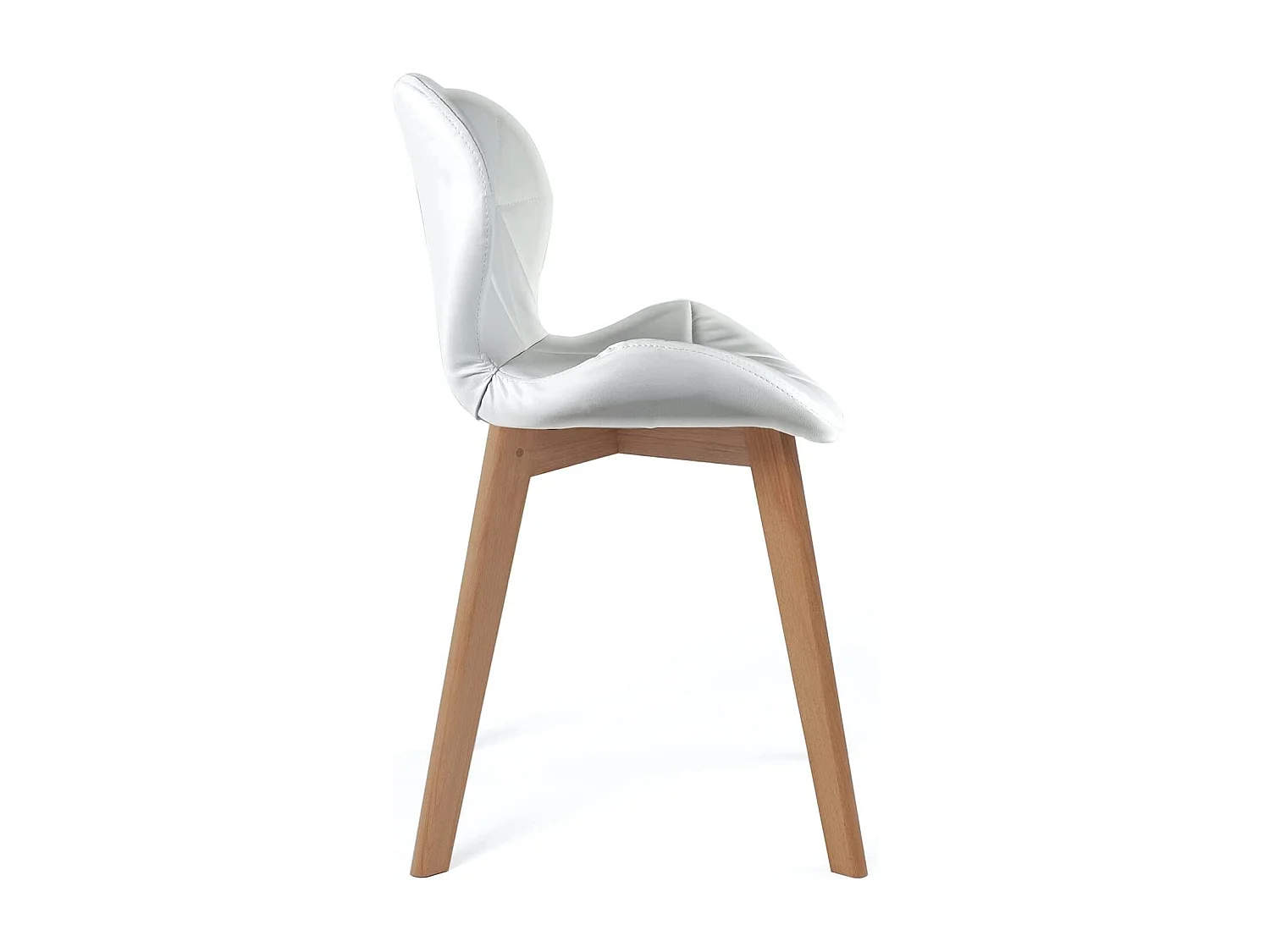 Lot 4 chaises scandinaves simili cuir matelassé rembourré pieds bois clair FATI (blanc)