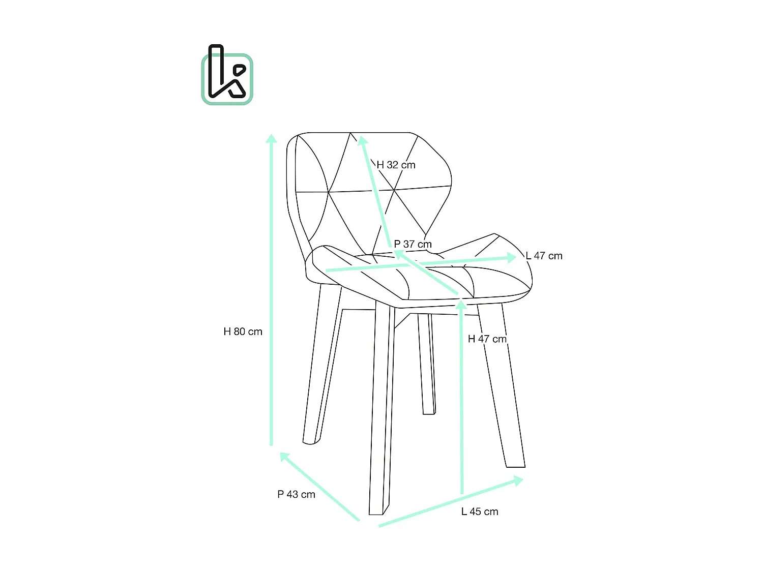 Lot 4 chaises scandinaves simili cuir matelassé rembourré pieds bois clair FATI (blanc)