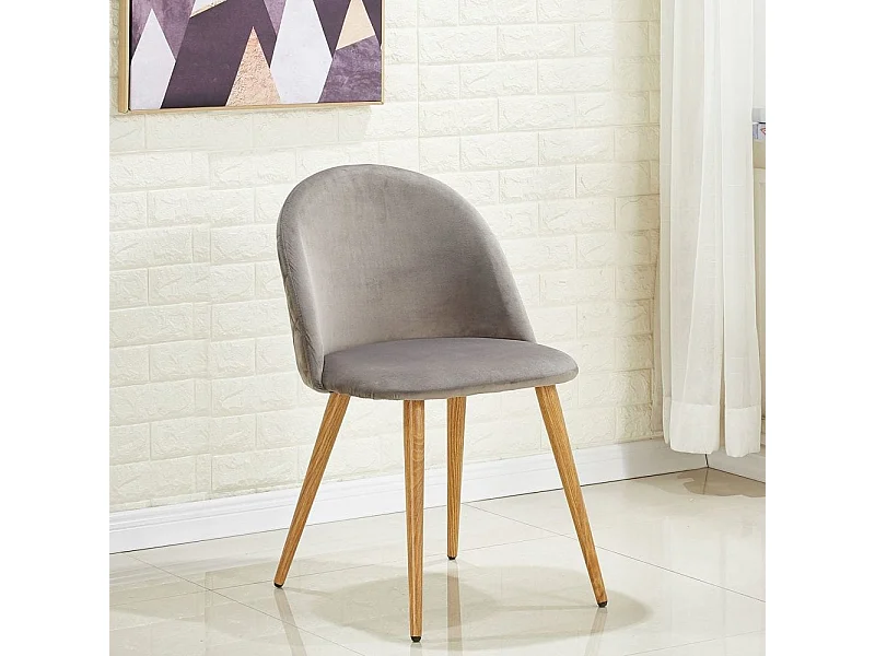 LUCIA - Chaise en Velours - Inspiration Scandinave - Gris