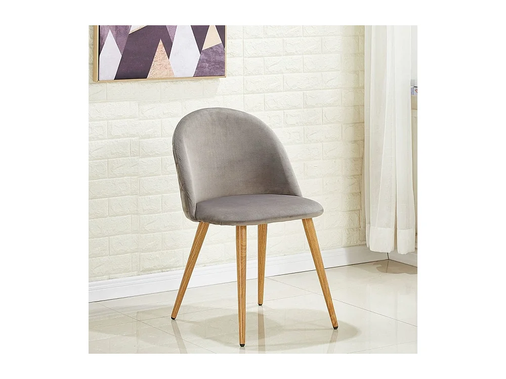 LUCIA - Chaise en Velours - Inspiration Scandinave - Gris