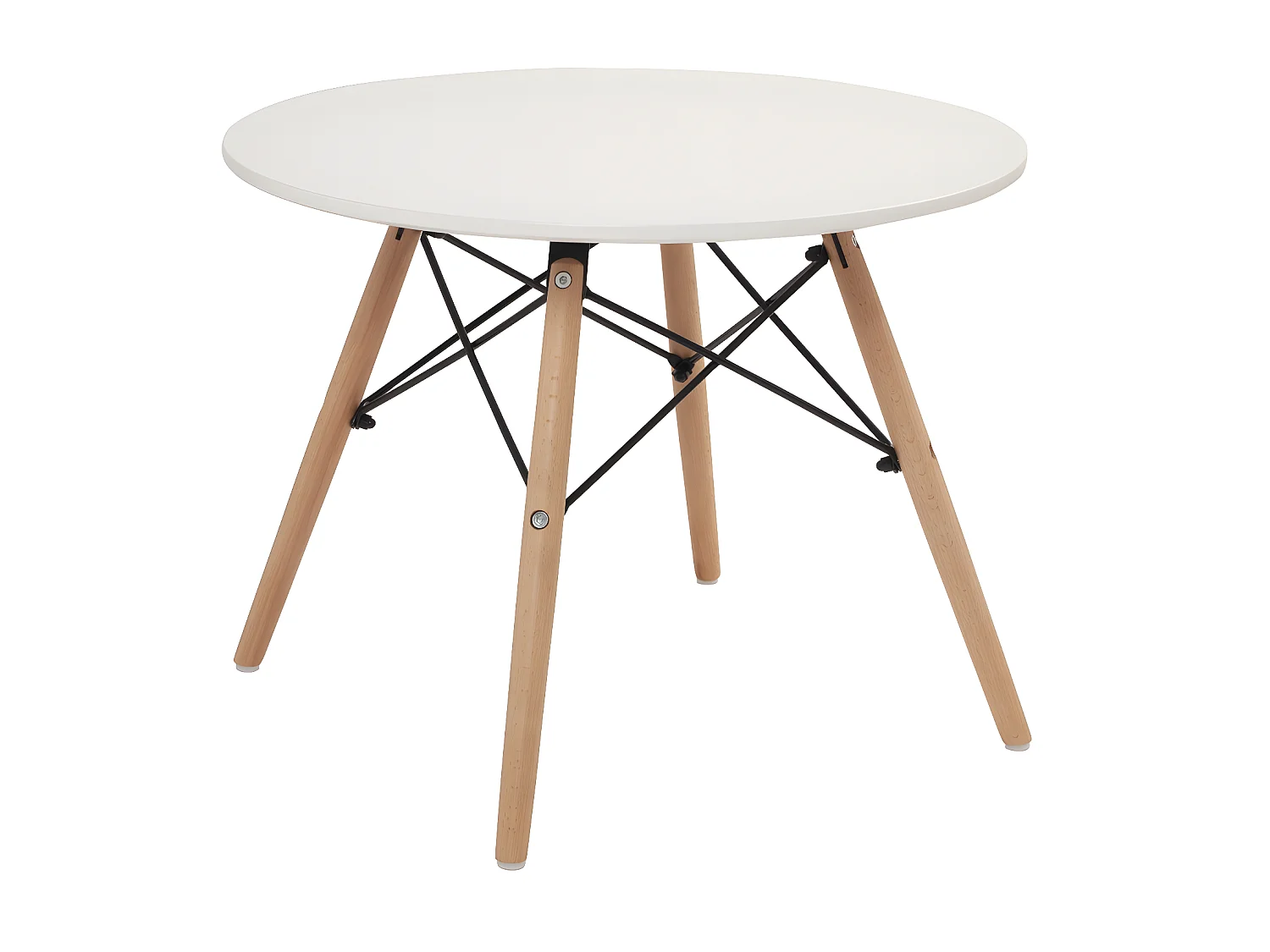 Table basse scandinave ronde plateau mdf laqué blanc 60 cm pieds bois clair BUL (blanc)