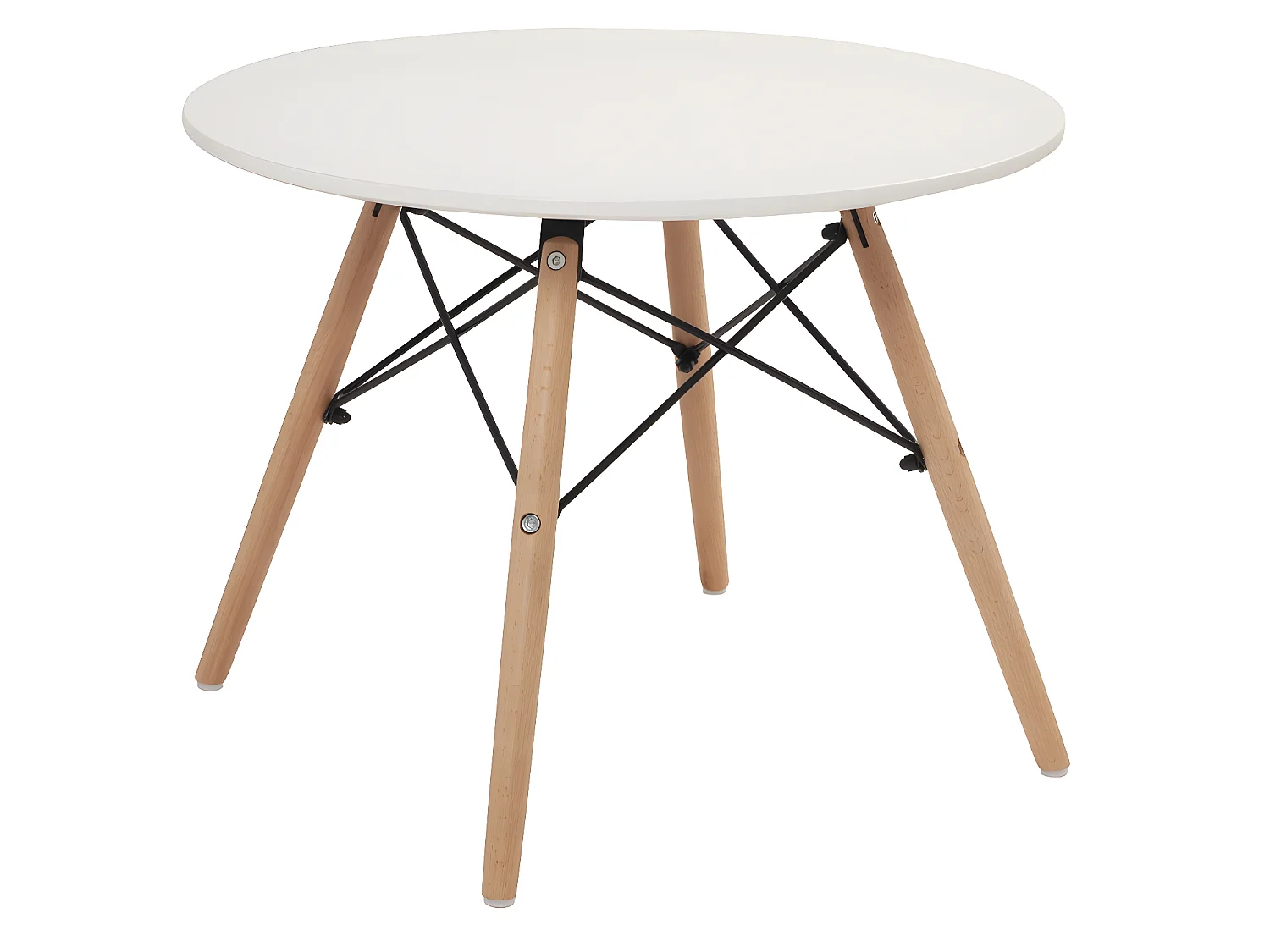 Table basse scandinave ronde plateau mdf laqué blanc 60 cm pieds bois clair BUL (blanc)