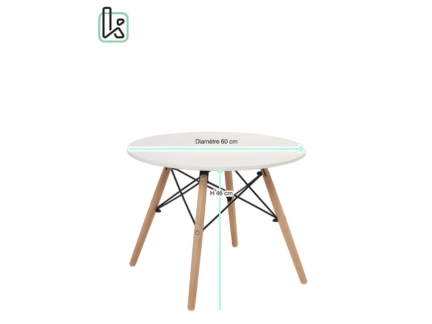 Table basse scandinave ronde plateau mdf laqué blanc 60 cm pieds bois clair BUL (blanc)