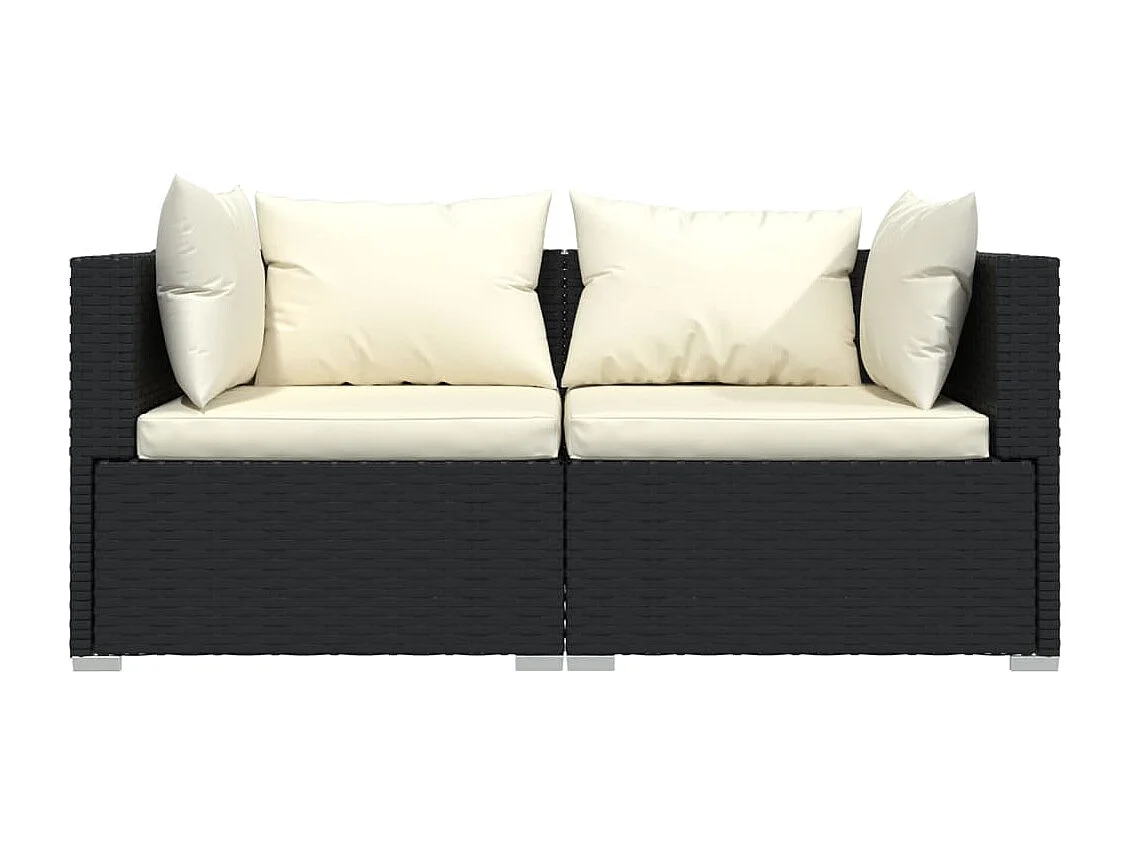 3-tlg. Garten-Sitzgruppe | Garten-Lounge-Set mit Auflagen Schwarz Poly Rattan -GKD122246