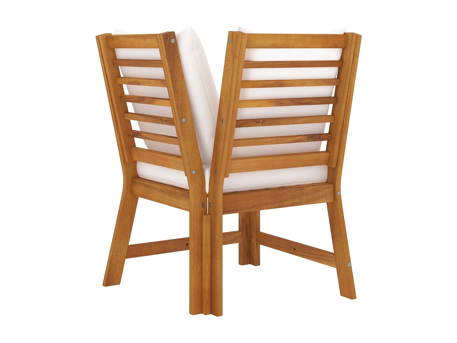 3-tlg. Garten-Sitzgruppe: Sofa + Tisch | Garten-Lounge-Set mit Creme Kissen Akazie Massivholz -GKD565184