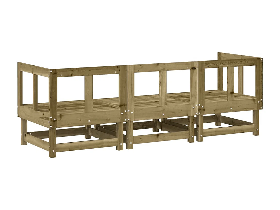 3-tlg. Garten-Sitzgruppe: Sofa + Tisch | Garten-Lounge-Set Kiefernholz Imprägniert -GKD352337