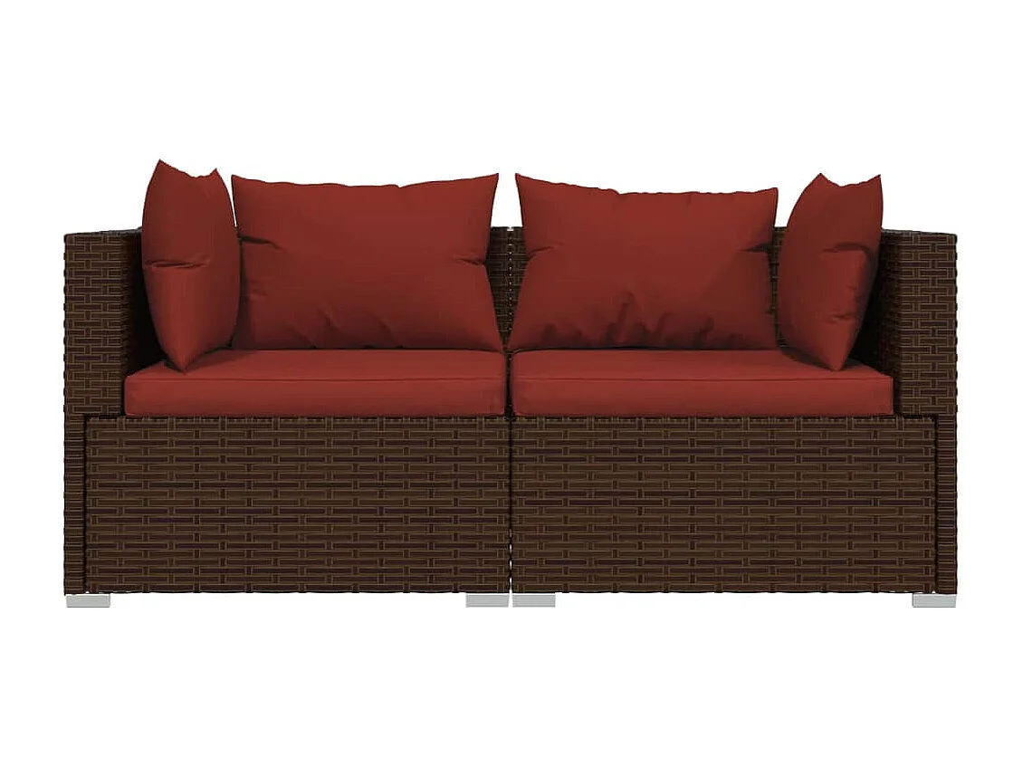 3-tlg. Garten-Sitzgruppe | Garten-Lounge-Set mit Kissen Braun Poly Rattan -GKD286744