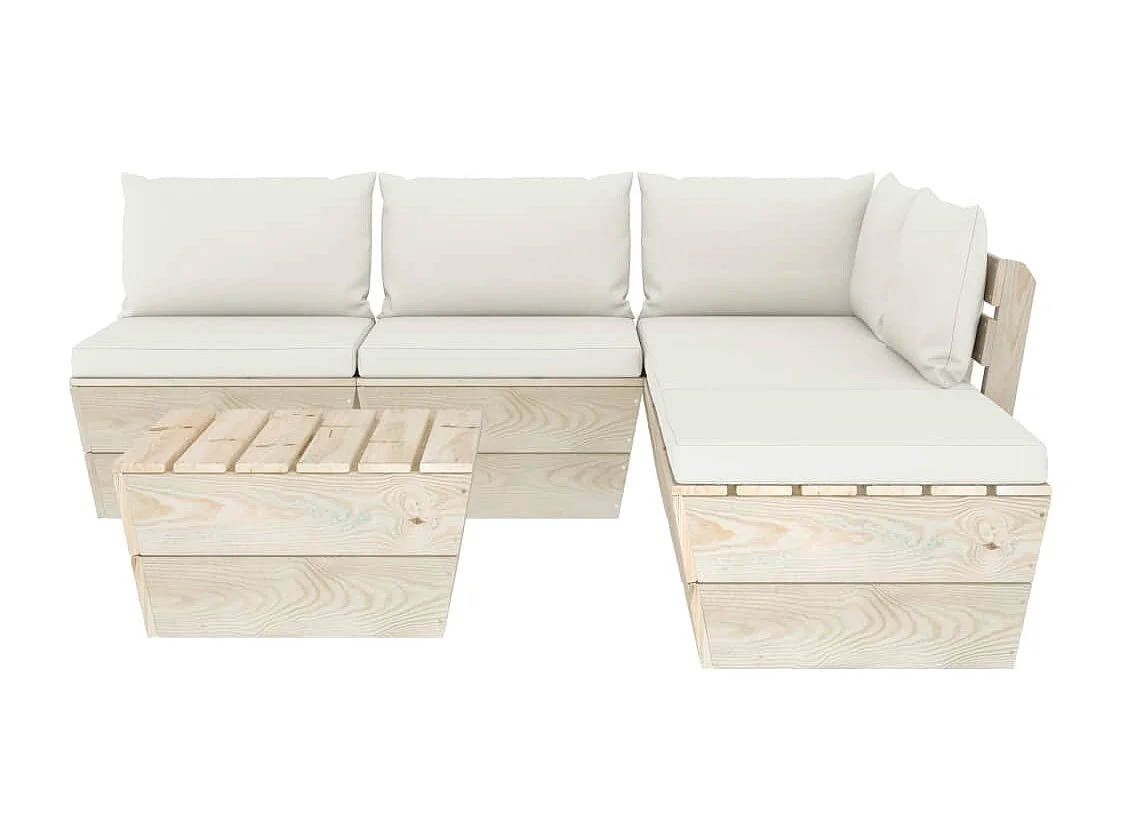 6 pz Set Salotti da Giardino su Pallet con Cuscini Legno Abete CFW33282