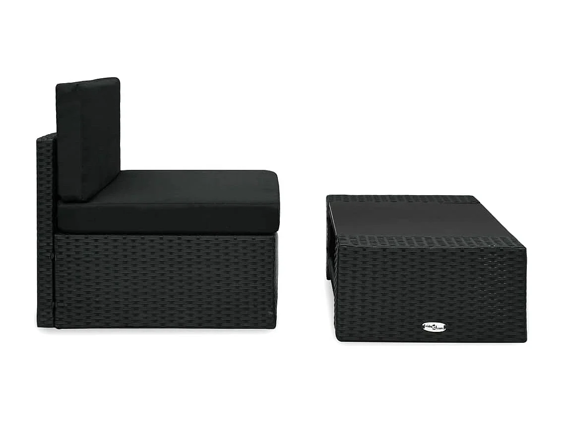 2-tlg. Garten-Sitzgruppe: Sofa + Tisch | Garten-Lounge-Set Poly Rattan Schwarz -GKD991722