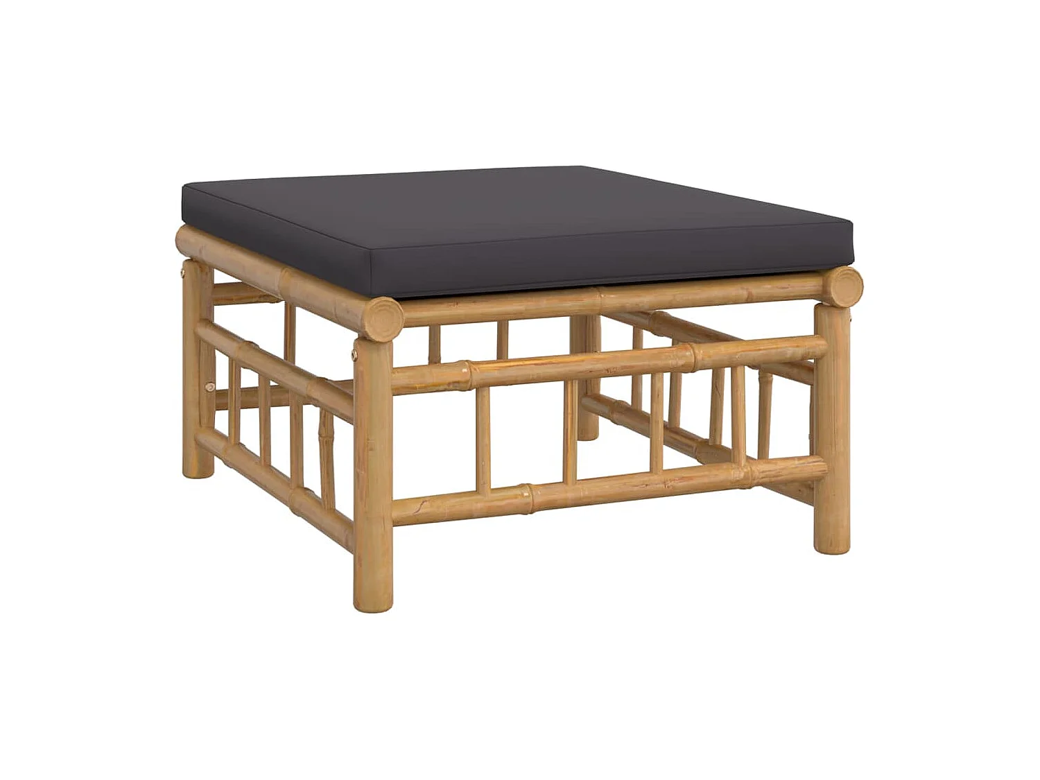 3-tlg. Garten-Sitzgruppe: Sofa + Tisch | Garten-Lounge-Set mit Dunkelgrauen Kissen Bambus -GKD941421