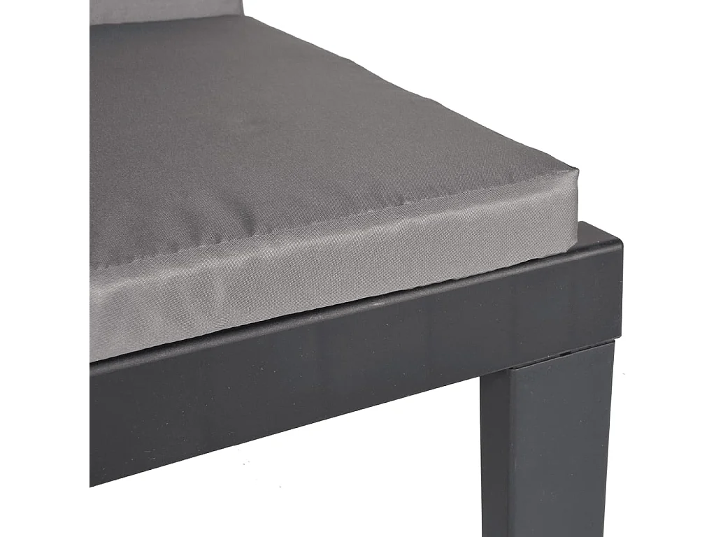 3-tlg. Garten-Sitzgruppe: Sonnenliege + Stühle + Tisch | Garten-Lounge-Set mit Kissen Anthrazit PP -GKD905134