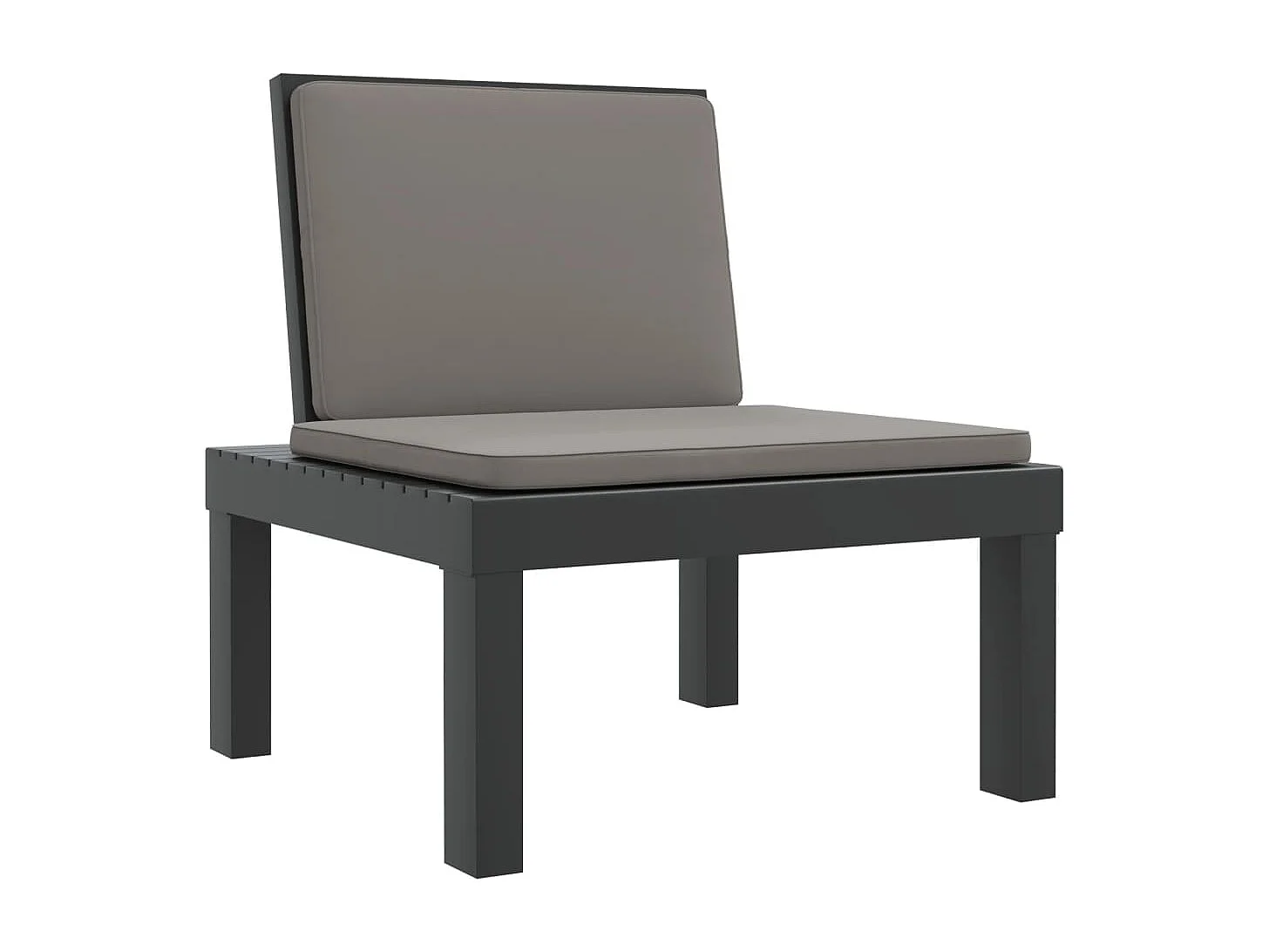 3-tlg. Garten-Sitzgruppe: Sonnenliege + Stühle + Tisch | Garten-Lounge-Set mit Kissen Anthrazit PP -GKD905134