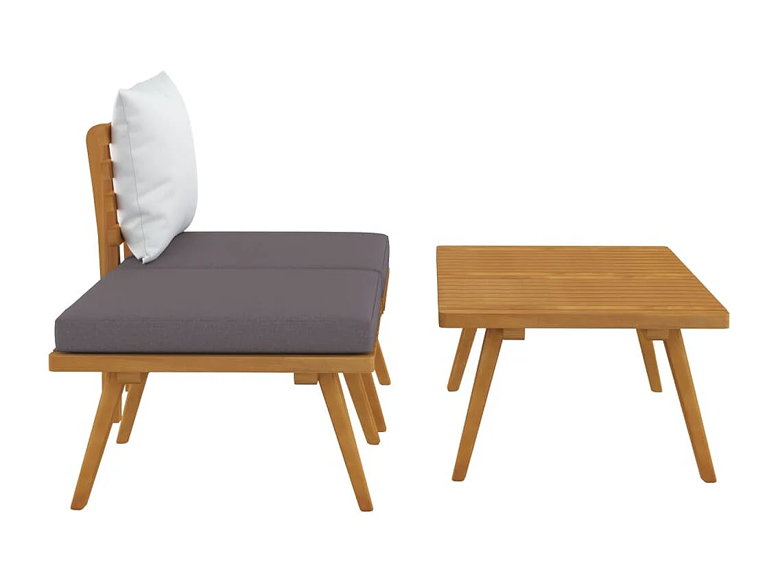 3-tlg. Garten-Sitzgruppe: Sofa + Tisch | Garten-Lounge-Set mit Kissen Massivholz Akazie -GKD895331
