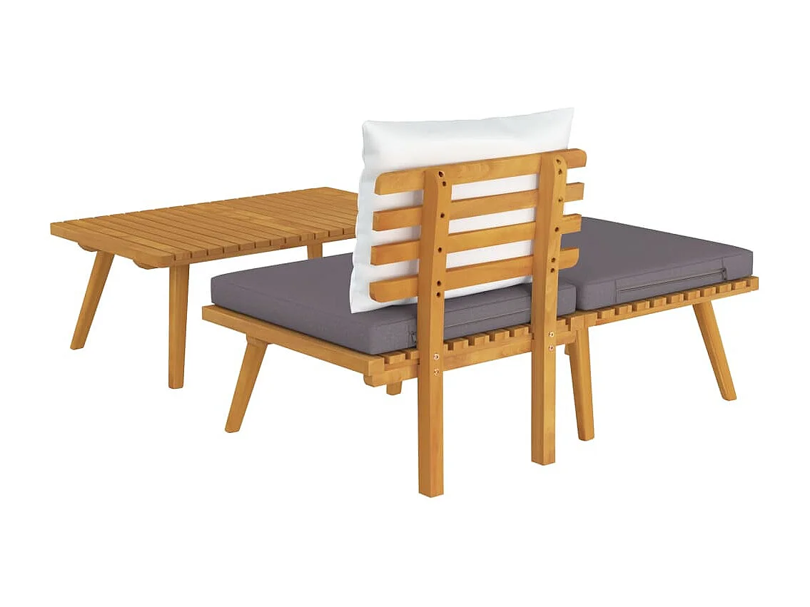 3-tlg. Garten-Sitzgruppe: Sofa + Tisch | Garten-Lounge-Set mit Kissen Massivholz Akazie -GKD895331
