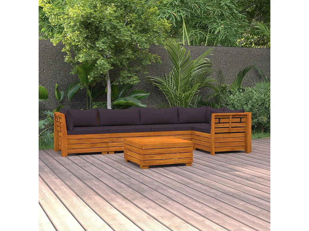 6 pz Set Salotti da Giardino con Cuscini in Massello di Acacia CFW12413
