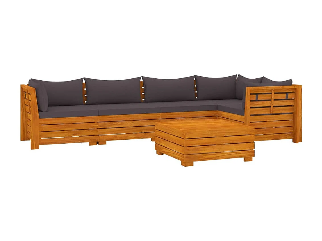 6 pz Set Salotti da Giardino con Cuscini in Massello di Acacia CFW12413