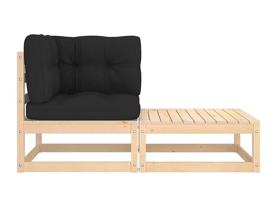 2-tlg. Garten-Sitzgruppe | Garten-Lounge-Set mit Kissen Kiefer Massivholz -GKD293159