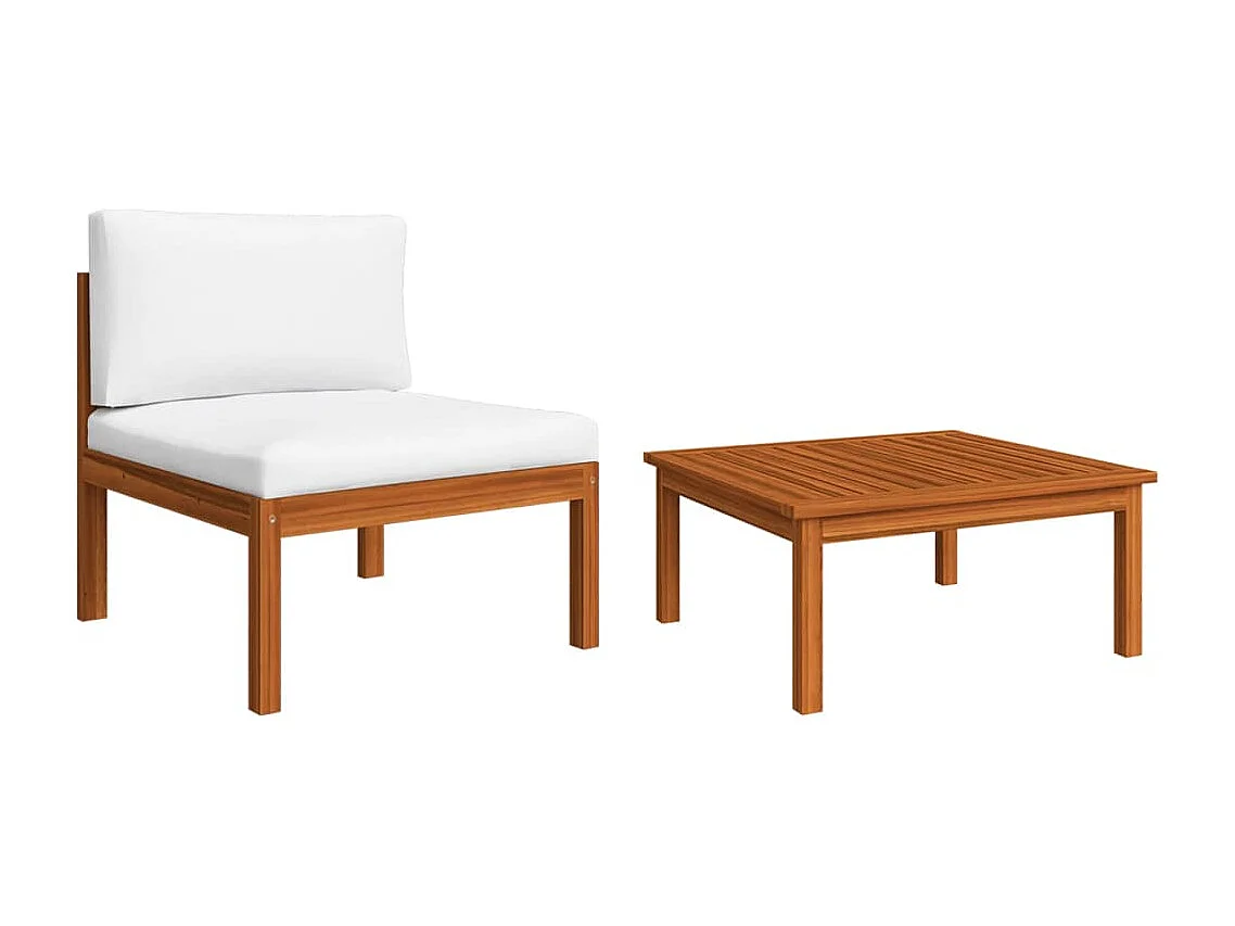 2-tlg. Garten-Sitzgruppe: Sofa + Tisch | Garten-Lounge-Set mit Auflagen Massivholz Akazie -GKD144143