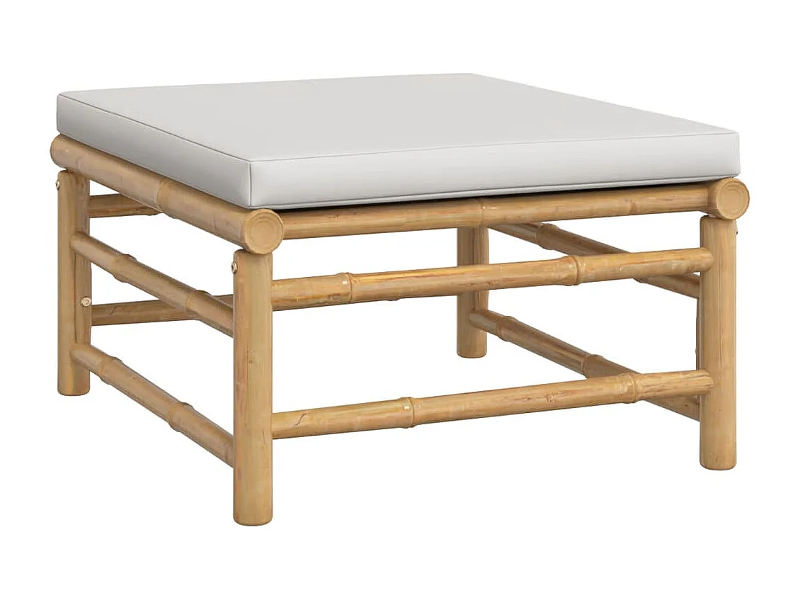 3-tlg. Garten-Sitzgruppe: Sofa + Tisch | Garten-Lounge-Set mit Hellgrauen Kissen Bambus -GKD799664