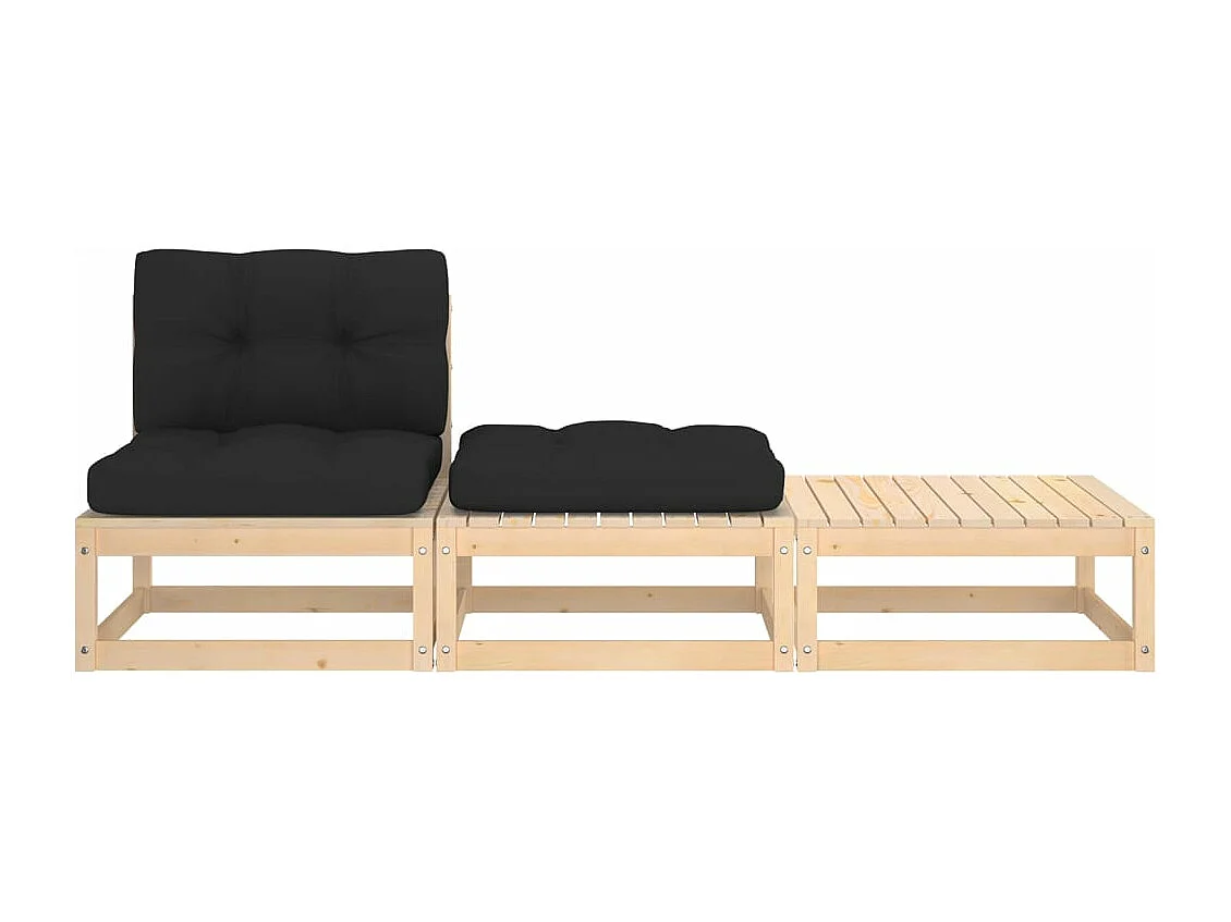 3-tlg. Garten-Sitzgruppe | Garten-Lounge-Set mit Kissen Kiefer Massivholz -GKD864884