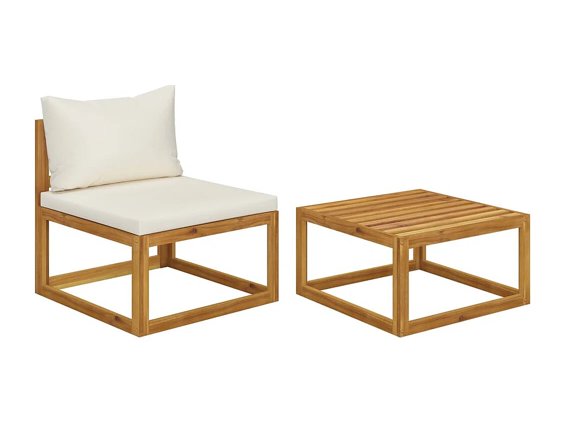 Salon de jardin 2 pcs avec coussin Bois d'acacia solide BE12527